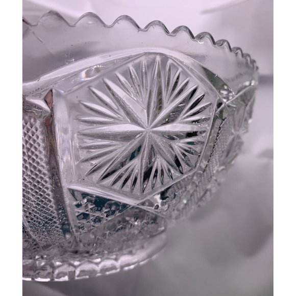 Clear Pressed Glass Serving Dish Bowl Sawtooth Edge - 7.75 " - Picture 6 of 6